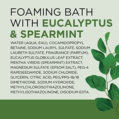 Dr Teal's bottle and foam showcase a soothing tub experience.
