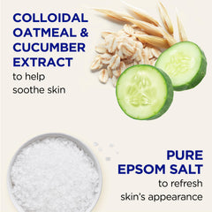 Dr Teal's avena coloidal y pepino calman la piel durante la ducha.