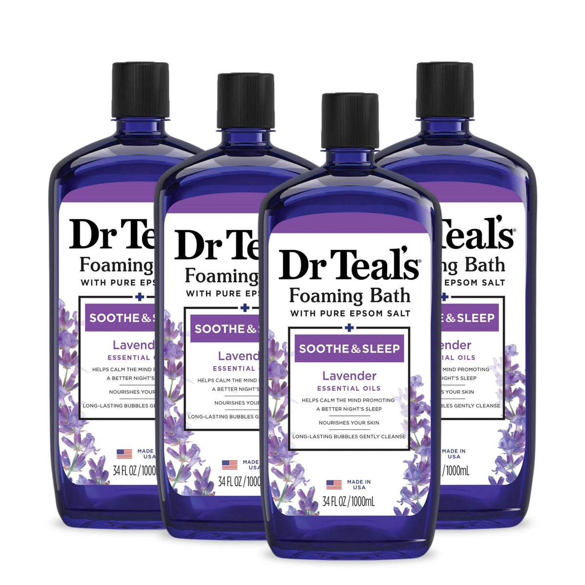 Dr Teal's lavanda, botella de espuma para relajación y piel suave.