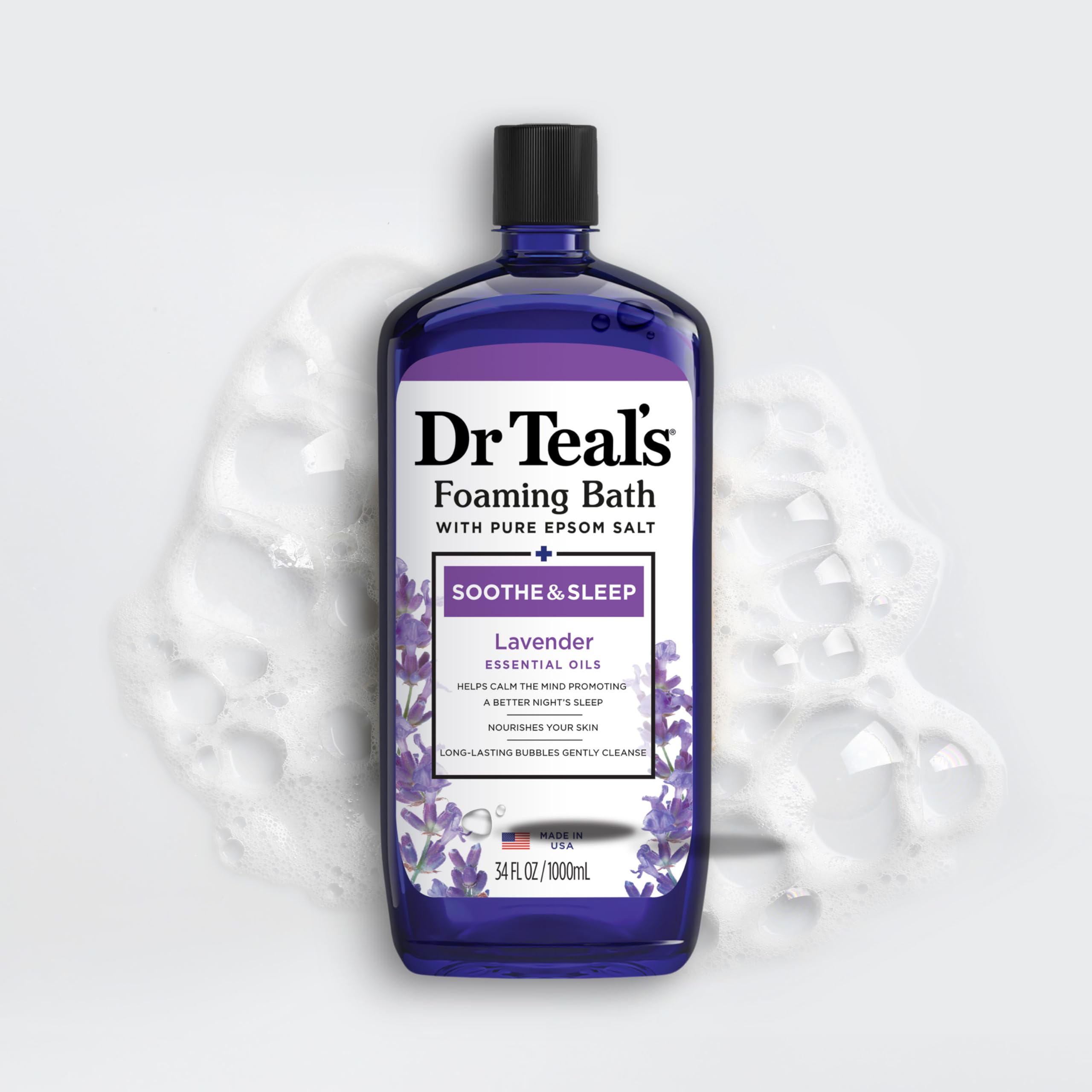Dr Teal's lavanda, experiencia de baño con burbujas relajantes.