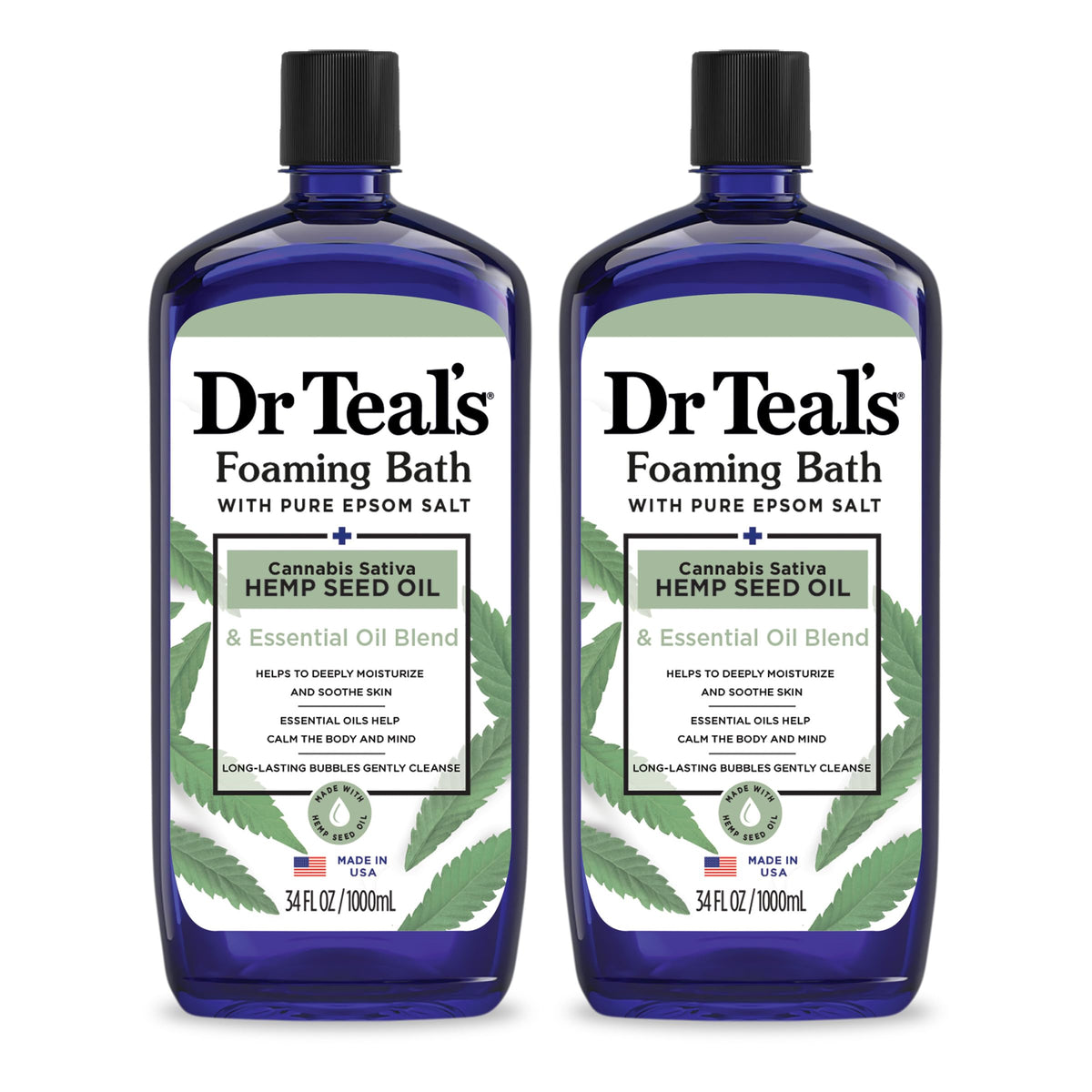 Dr Teal's baño espumoso con sal Epsom y cannabis Sativa en botella para relajación