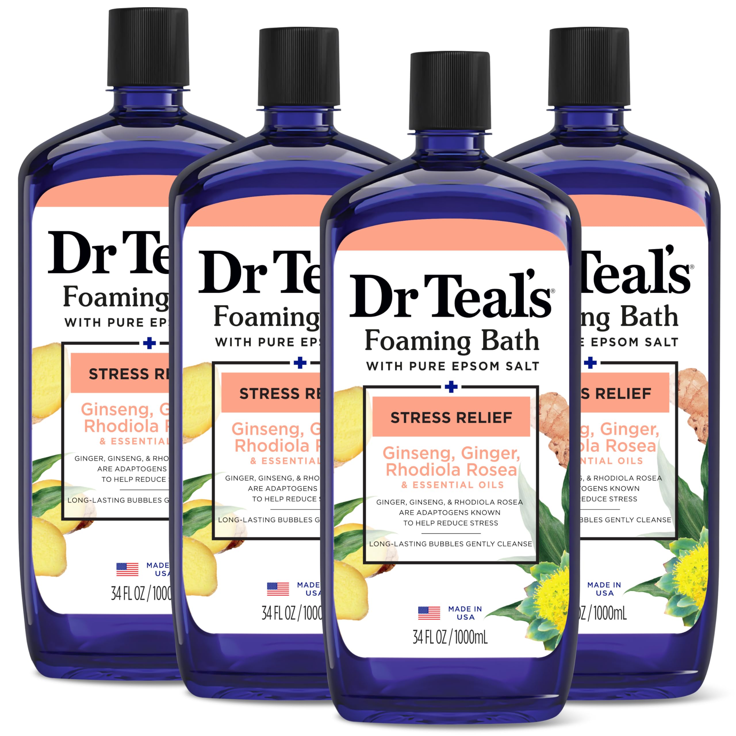 Dr Teal's baño espumoso con sal epsom puro para relajación diaria