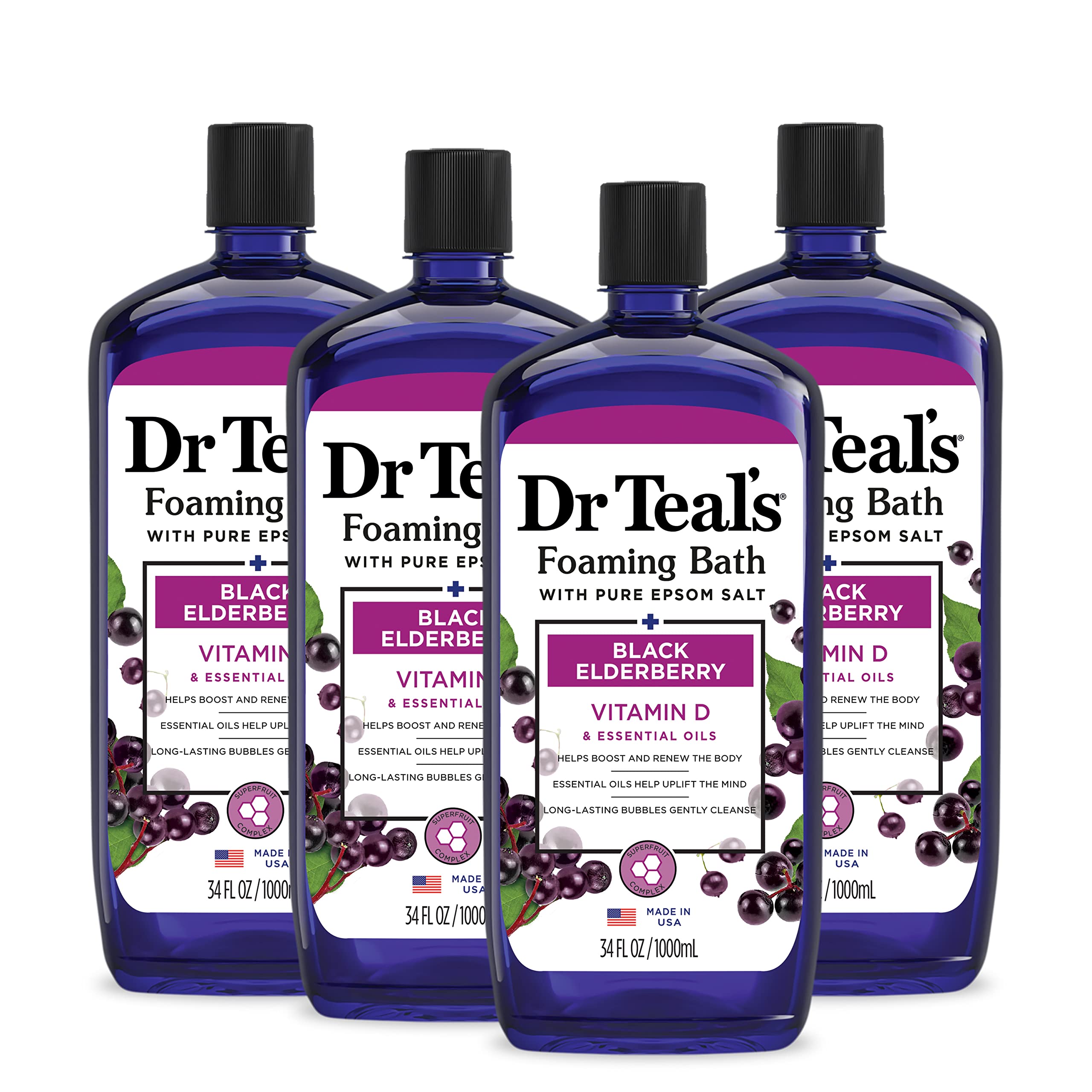 Dr Teal's baño espumoso con sal epsom y saúco negro, aroma revitalizante