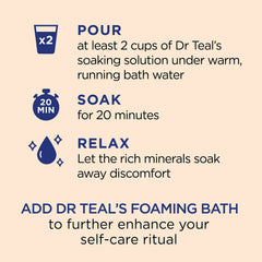 Dr Teal's bath soak dissolves quickly, releasing minerals that promote a soothing soak.