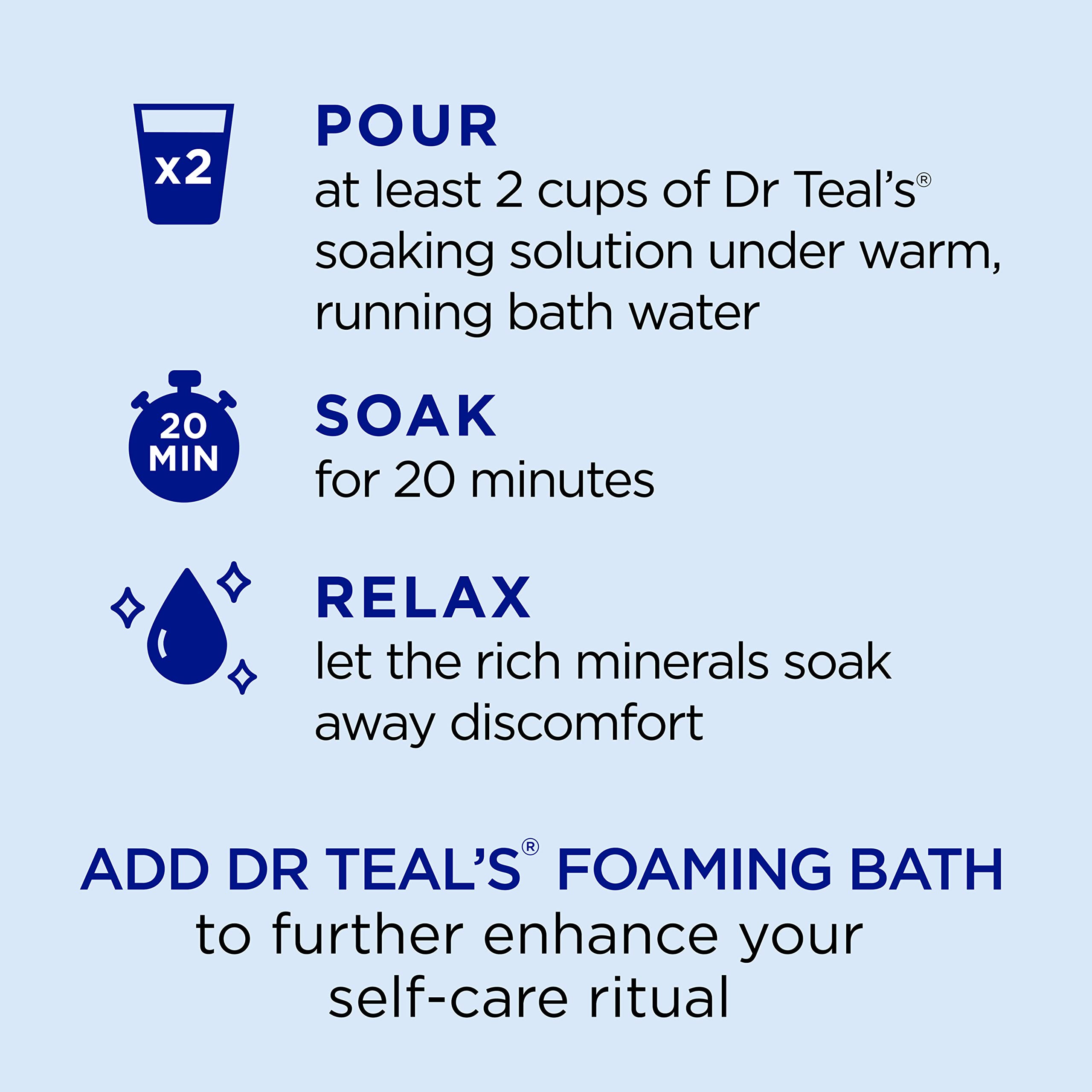 Dr Teal's bath soak in a resealable bag for easy storage and use