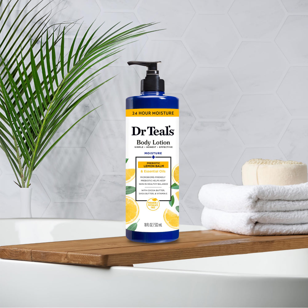 Pack of three Dr Teal's Body Lotion bottles for a full skincare routine.