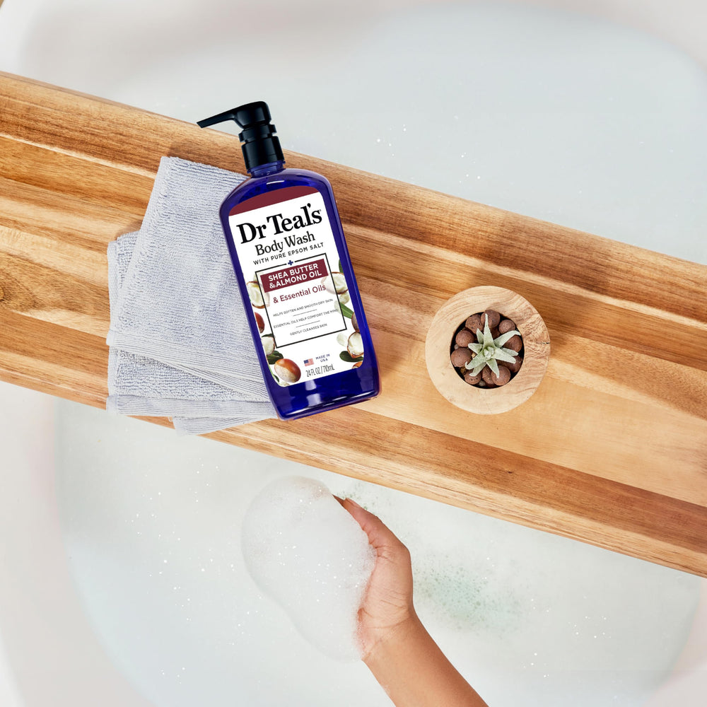 Exfoliation option with Epsom salt texture in Dr Teal's wash.