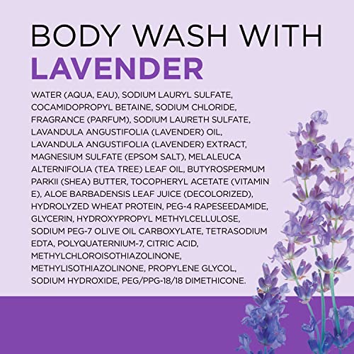 Paraben-free label on Dr Teal's Lavender Body Wash bottle