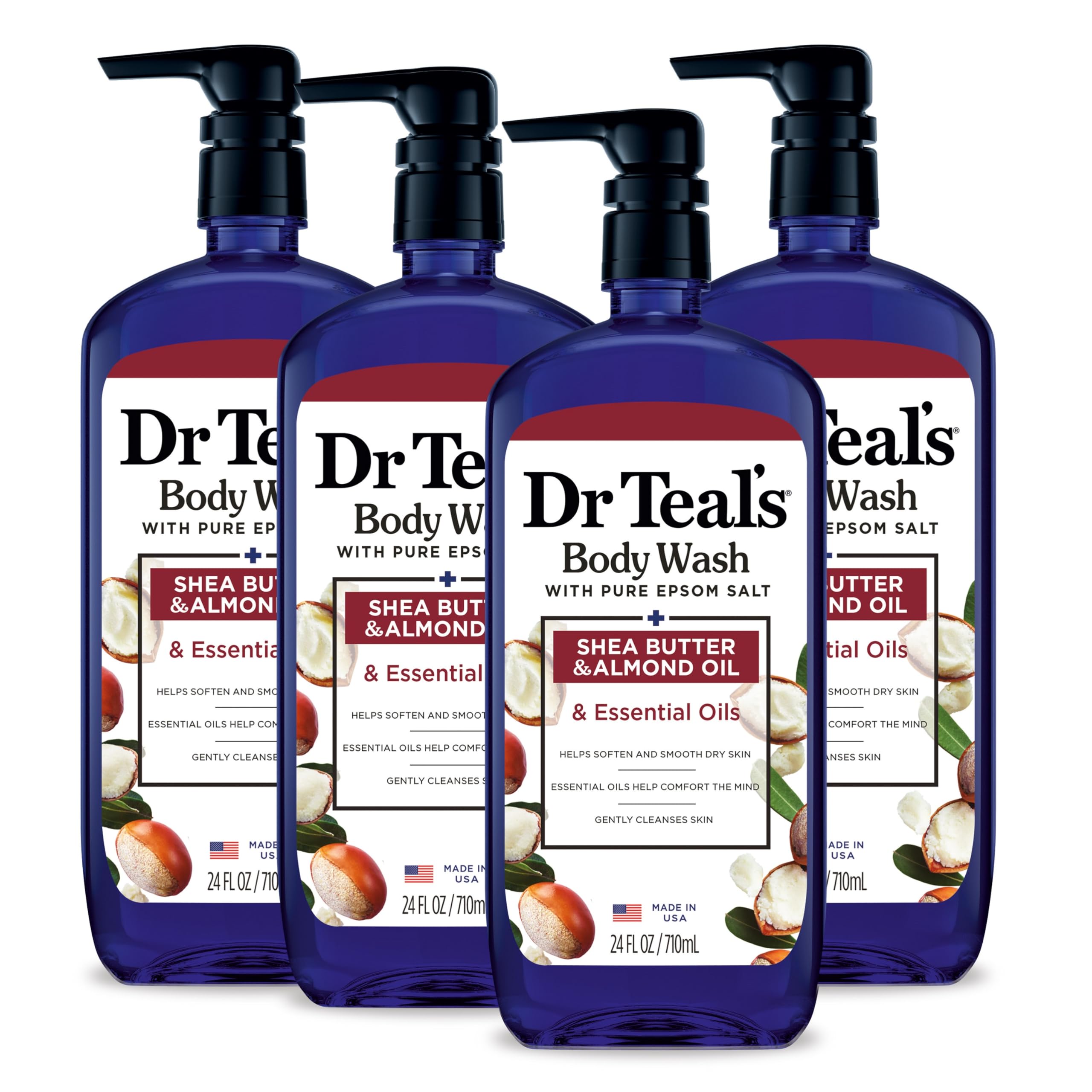 Dr Teal's Body Wash bottle with pure Epsom salt for a soothing bath routine.