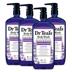 Dr Teal's Lavender Body Wash bottle with Pure Epsom Salt for a refreshing rinse