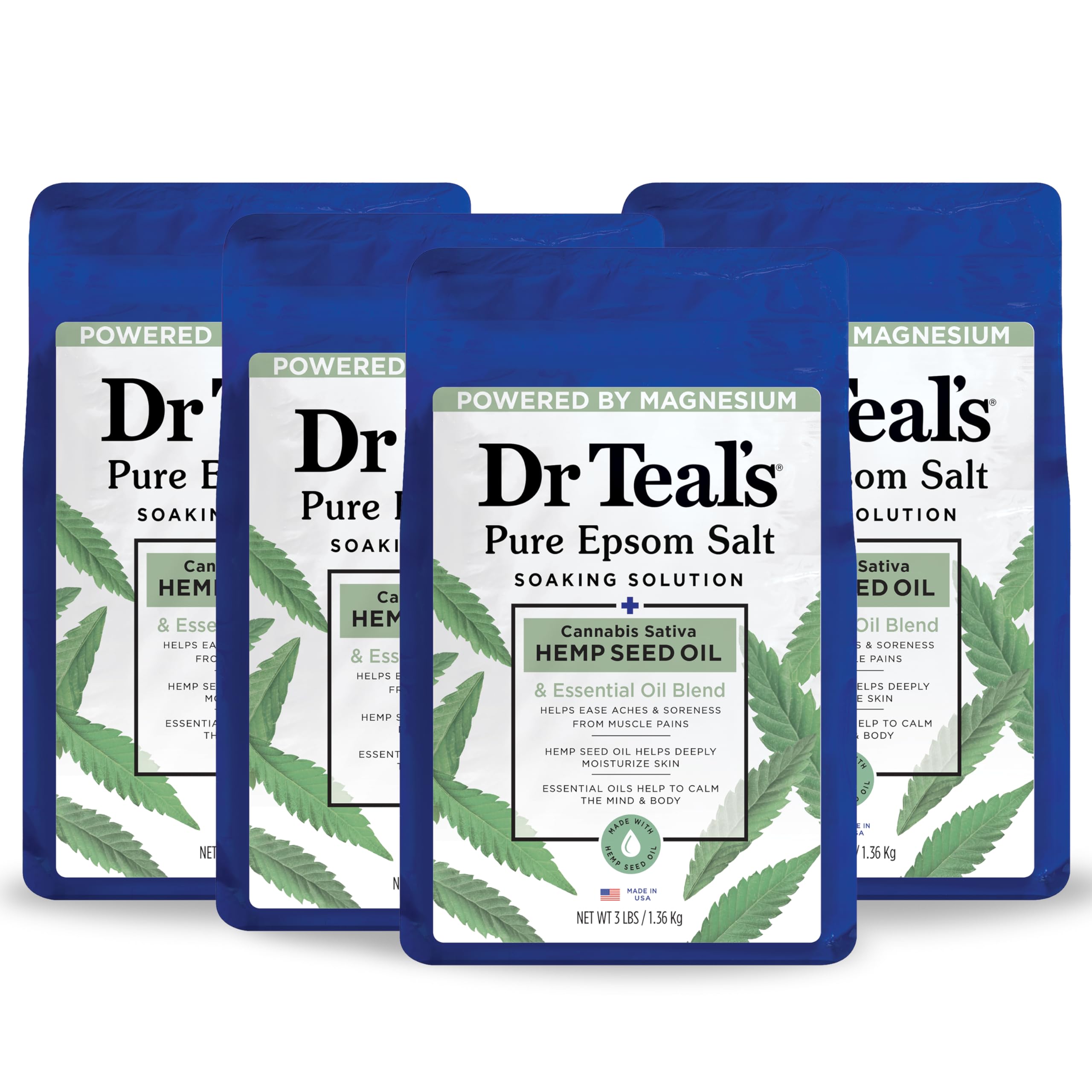 Dr Teal's botella de sal Epsom puro con cannabis para relajación muscular.