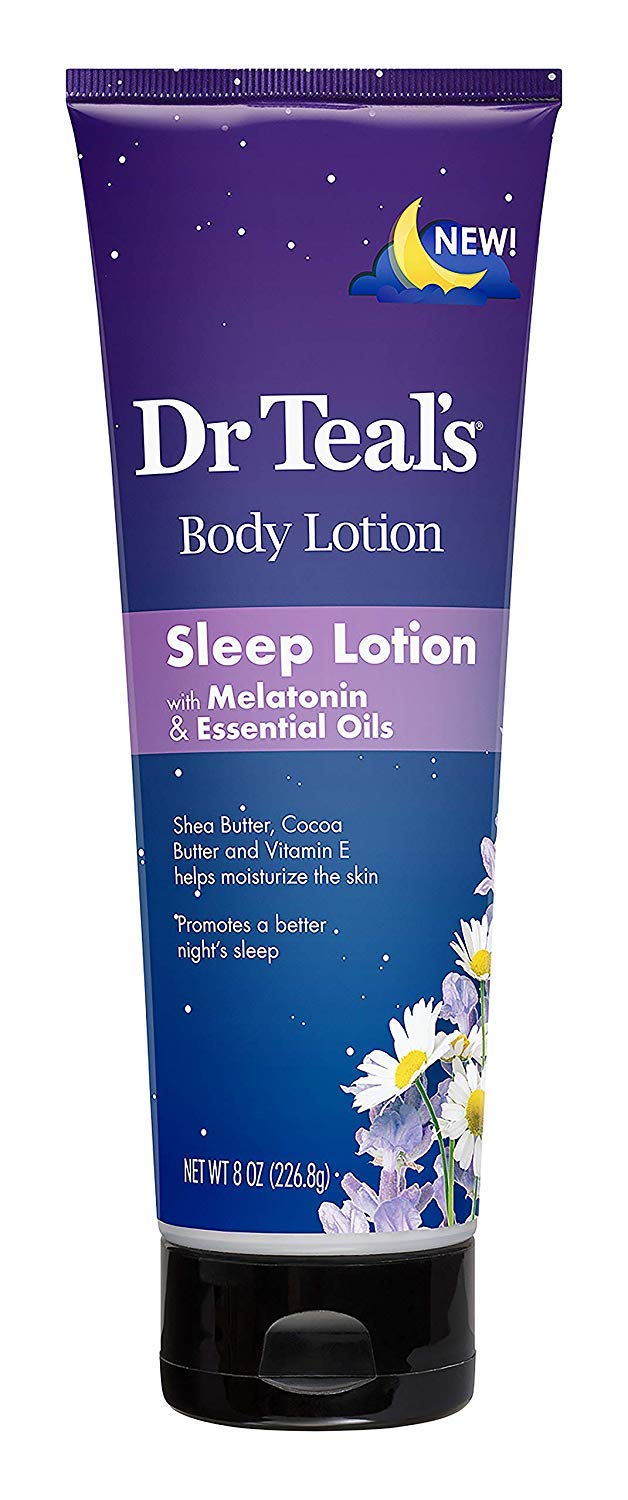 Dr Teal's botellas dúo de melatonina para relajación nocturna.