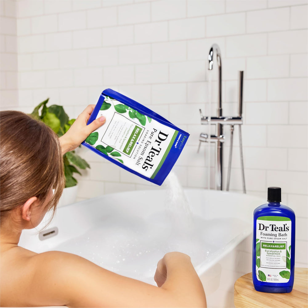Dr Teal's burbujas largas en el baño para limpieza suave