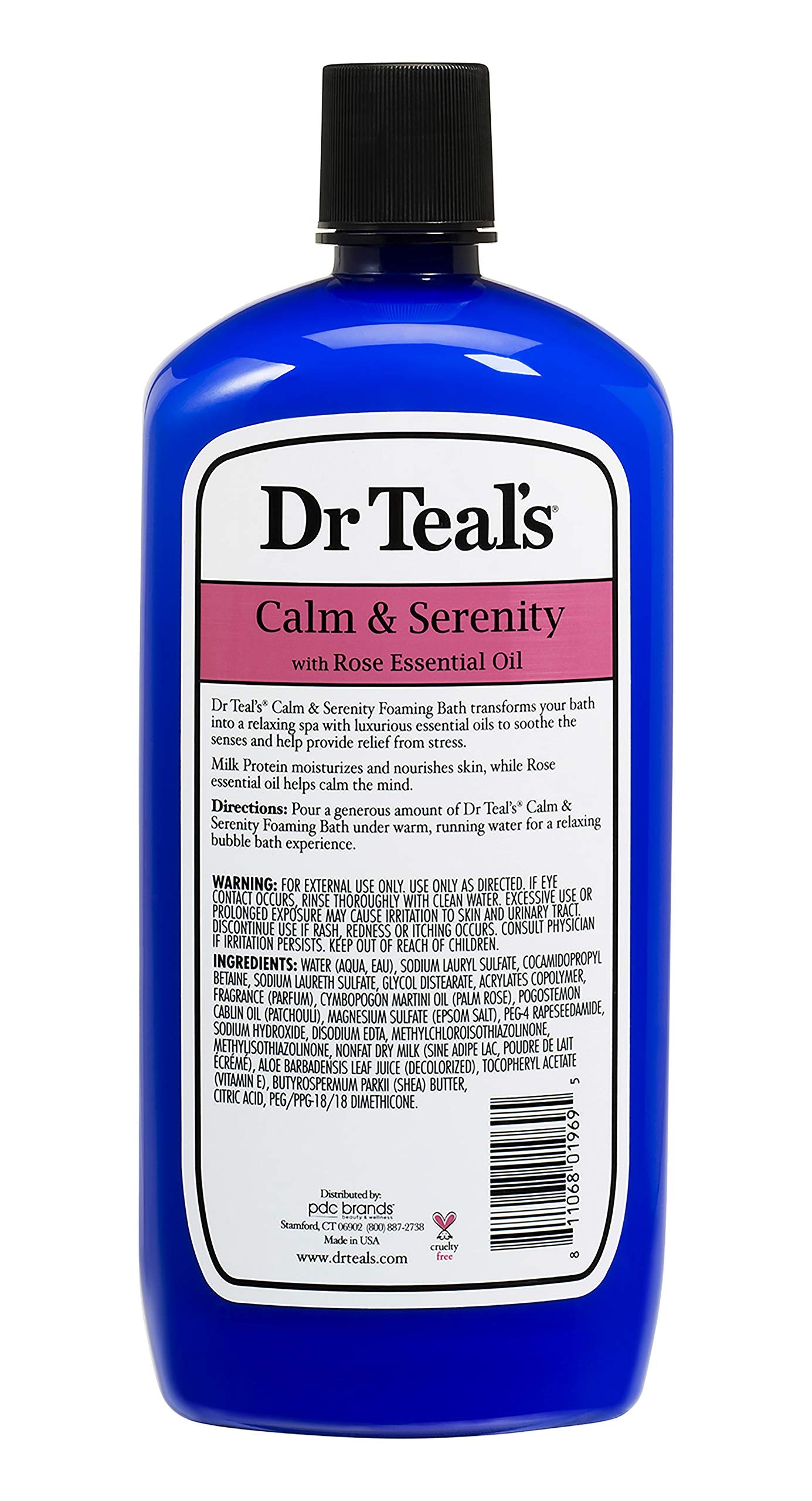 Dr Teal's Calm & Serenity, rosa y leche en la imagen, piel suave gracias a la proteína láctea.