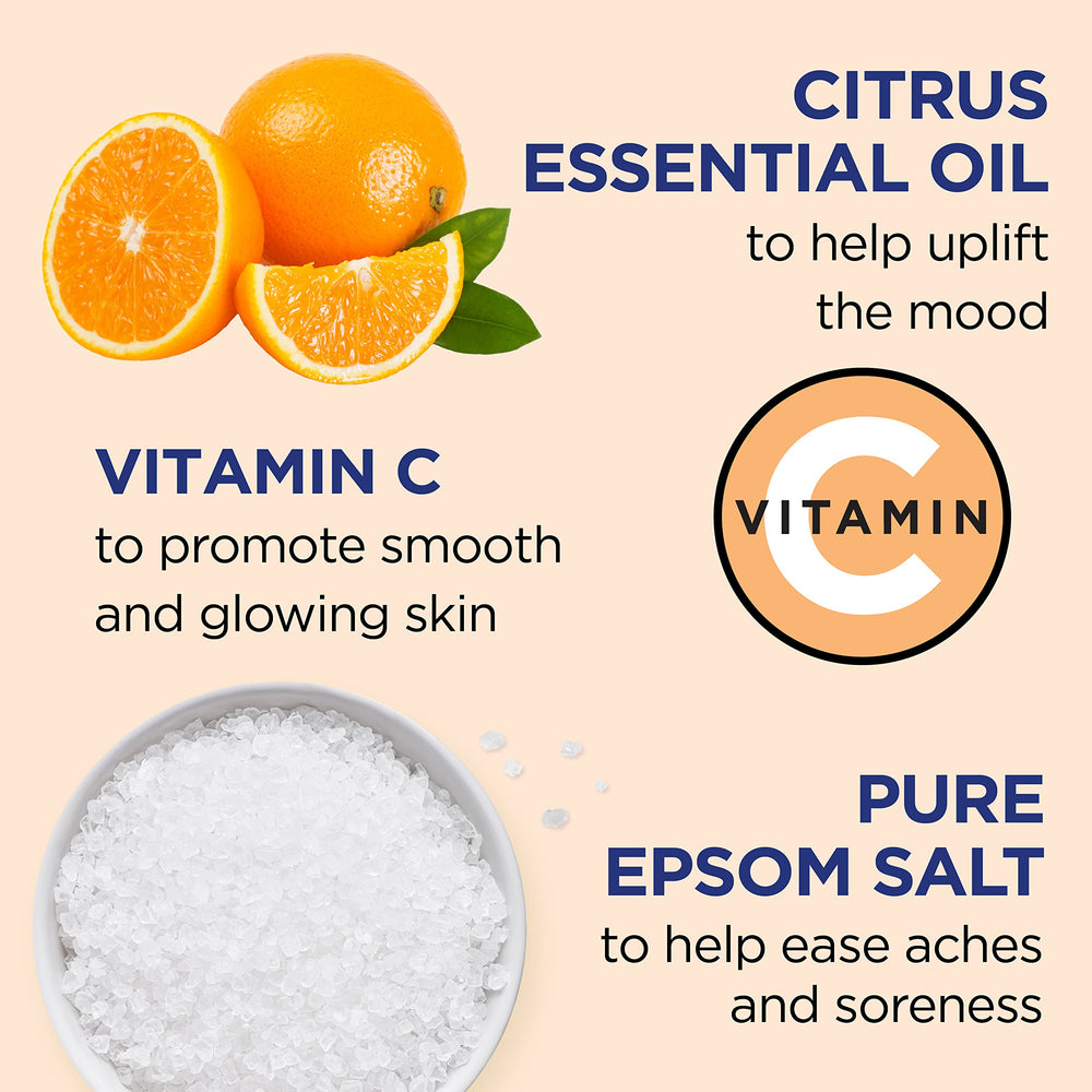 Dr Teal's Citrus essential oils aroma calms the senses during a relaxing soak.