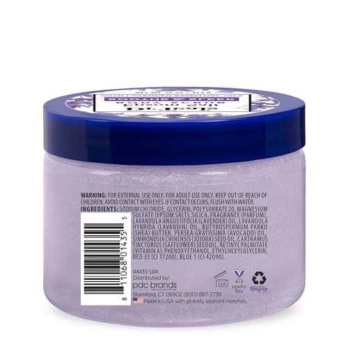 Dr Teal's cruelty-free vegan logo on scrub packaging.