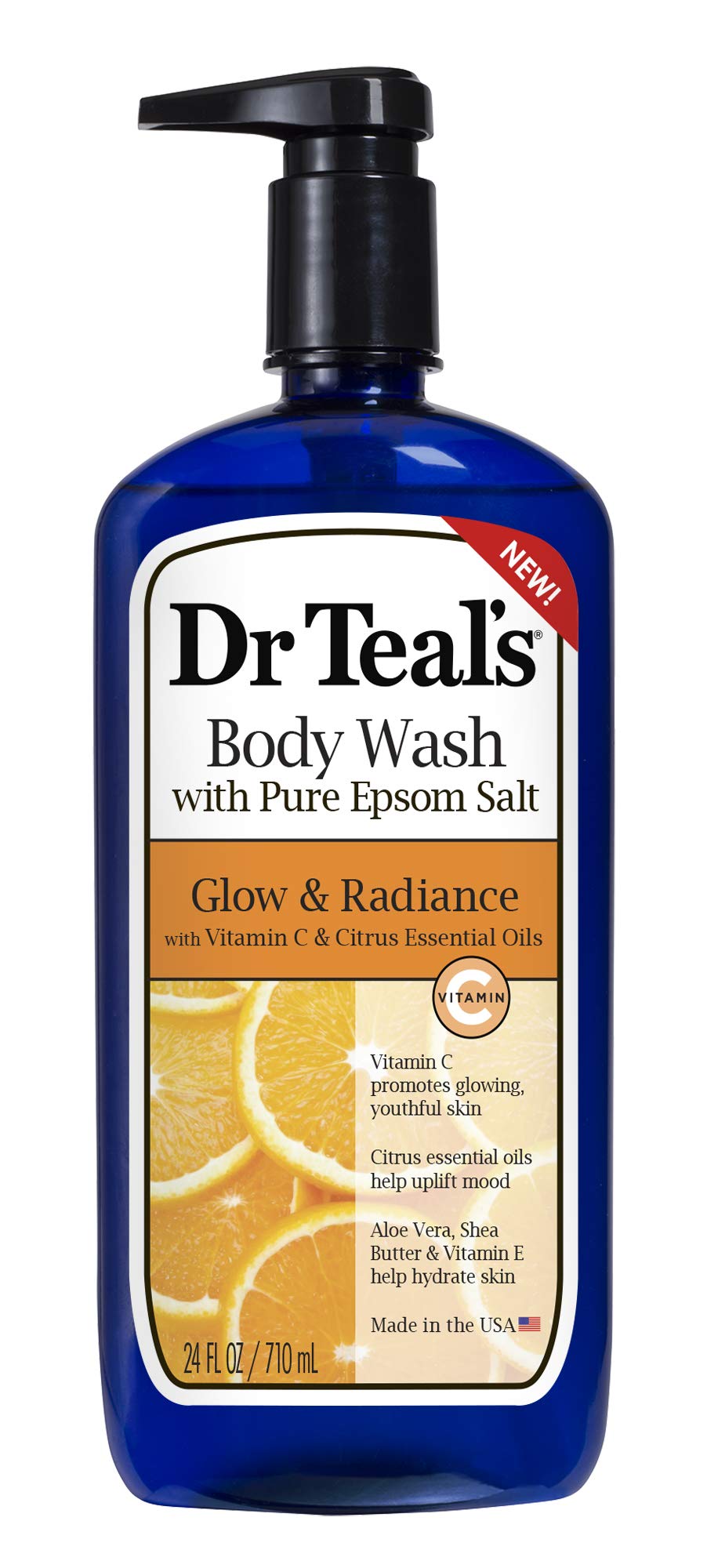 Dr Teal's Ducha corporal con sal Epsom para brillo de piel y relajación