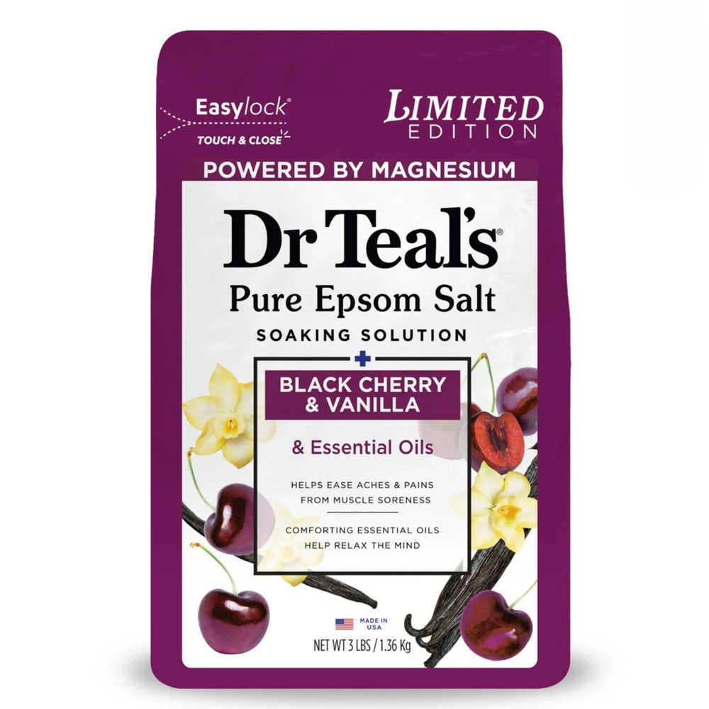 Dr Teal's Epsom Salt pour under warm water for a soothing soak.