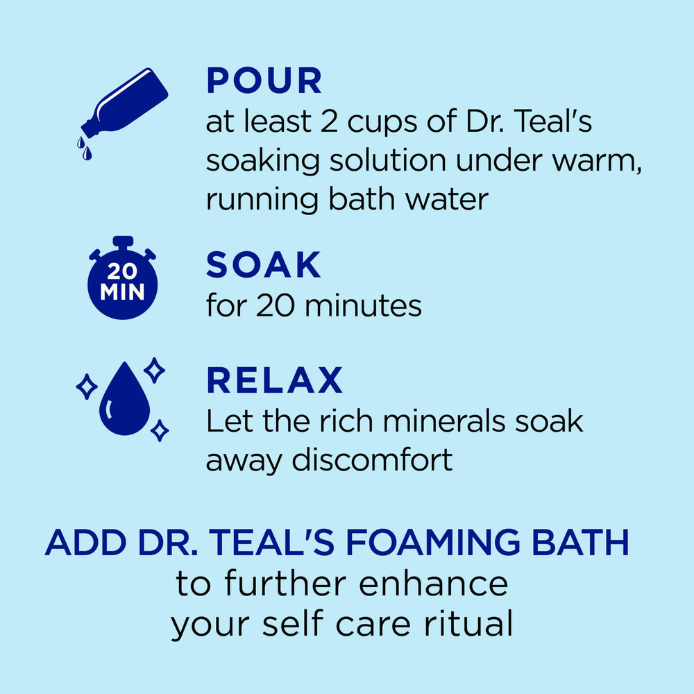 Dr Teal's essential oils aroma evokes calming mood during bath.