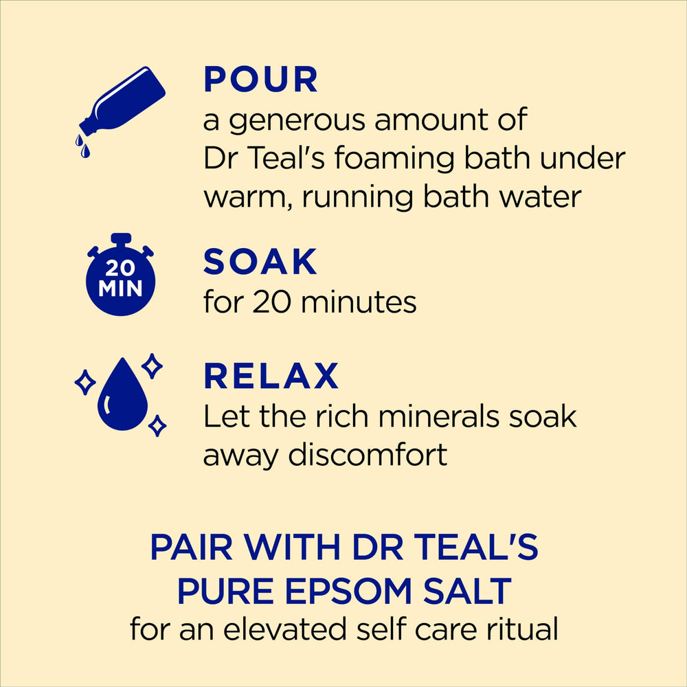 Dr Teal's essential oil blend creates a soothing, spa-like bath experience.