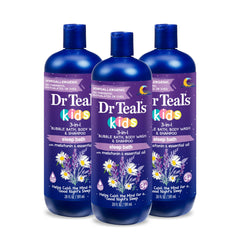 Dr Teal's Kids 3-en-1 baño nocturno con burbujas para un baño relajante.