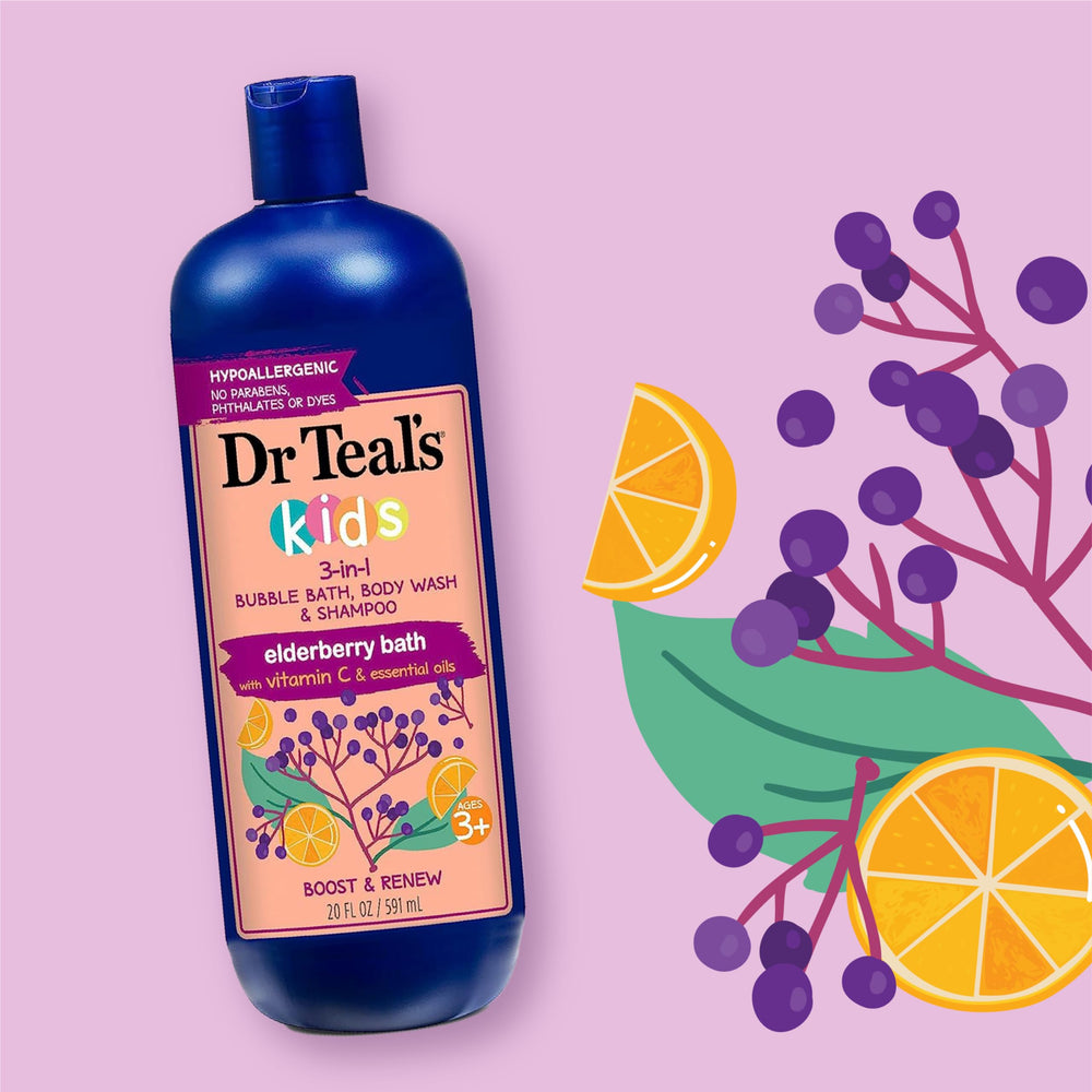 Champú suave de Dr Teal's Kids Elderberry cabello limpio y fresco