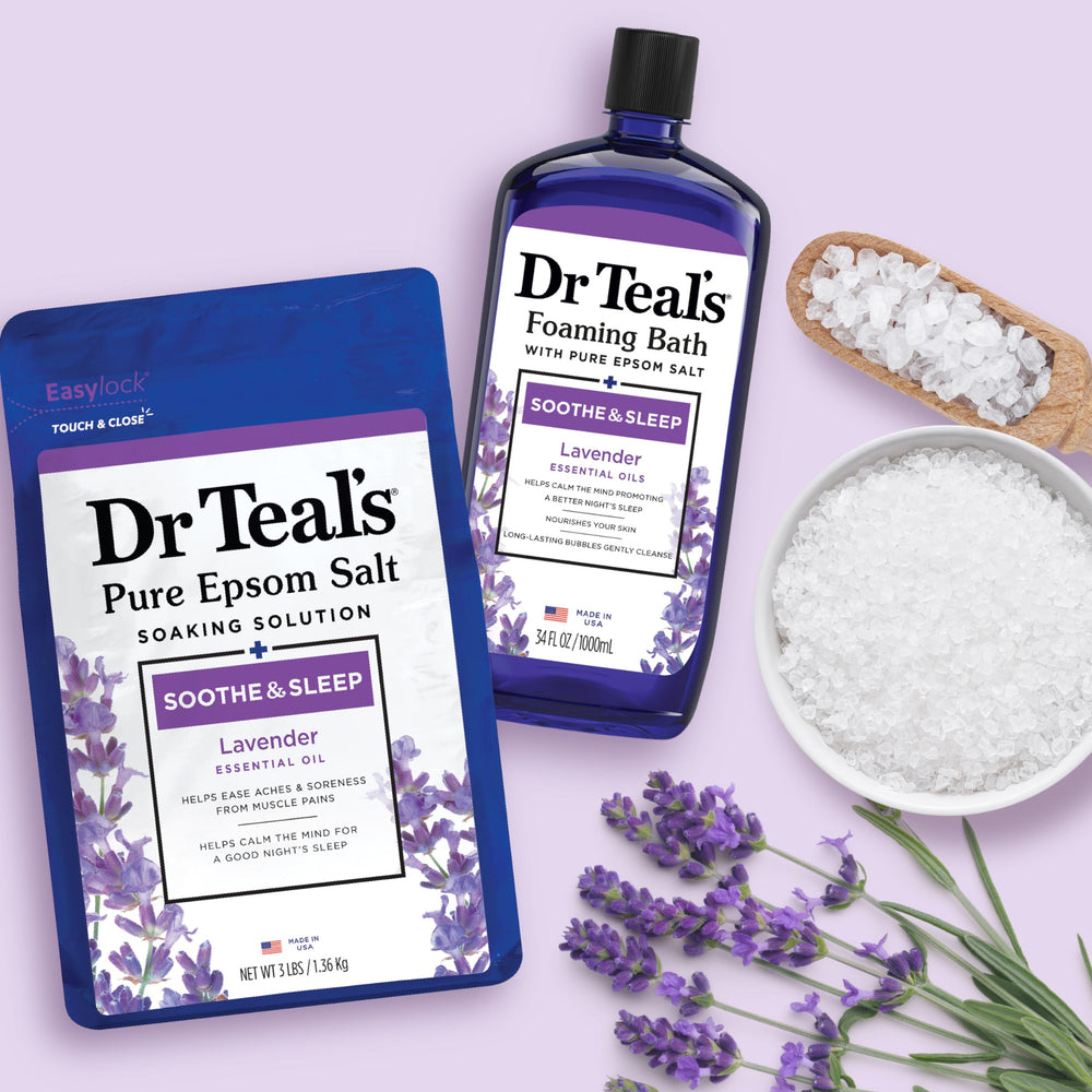 Dr Teal's sal epsom con lavanda para exfoliación suave con gel