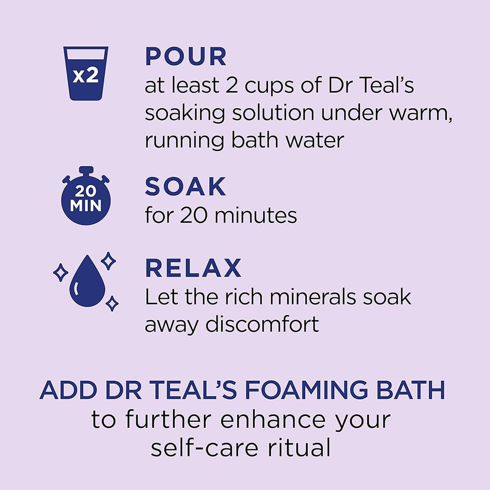 Dr Teal's Lavender Epsom Salt steam rising from a tranquil bath