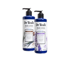 Dr Teal's loción corporal coco-lavanda botella: hidratación suave para piel nutrida.