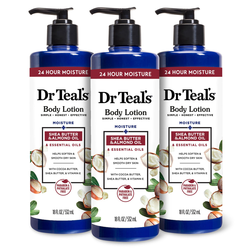 Dr Teal's Loción corporal karité almendra, bote visible, hidratación suave para la piel