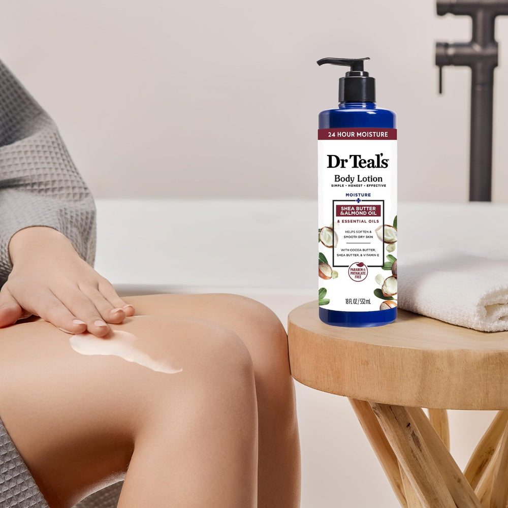 Dr Teal's Loción corporal con manteca de cacao, piel suave y protegida