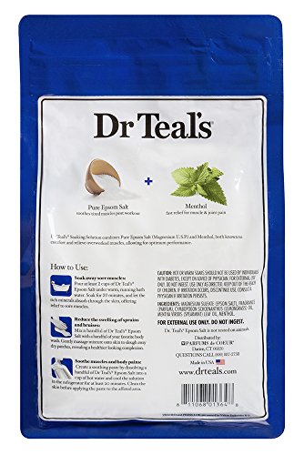 Dr Teal's menthol epsom salt pack with cooling muscle relief.