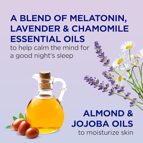 Dr Teal's mezcla melatonina lavanda camomila, enfoque en frasco, promueve relajación nocturna.