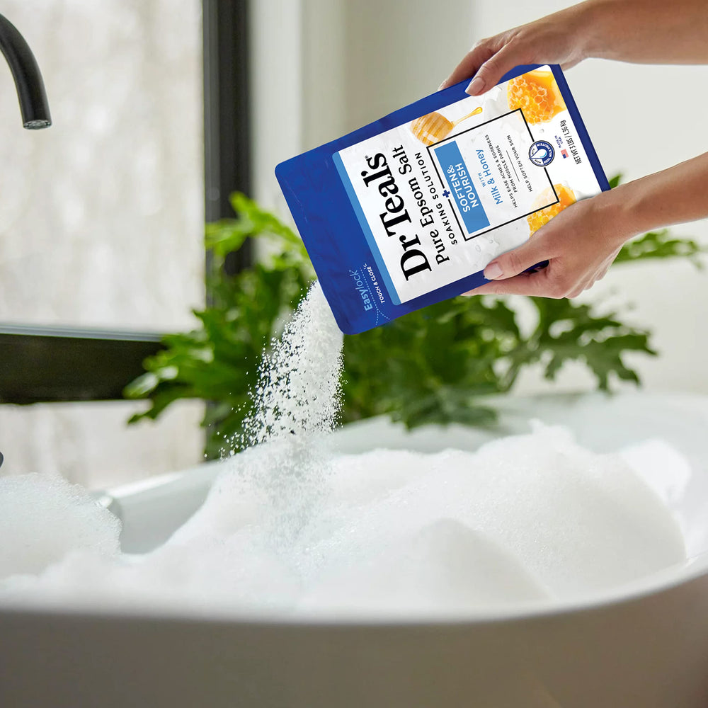 Dr Teal's Epsom salt blend may help soothe tired limbs and improve comfort