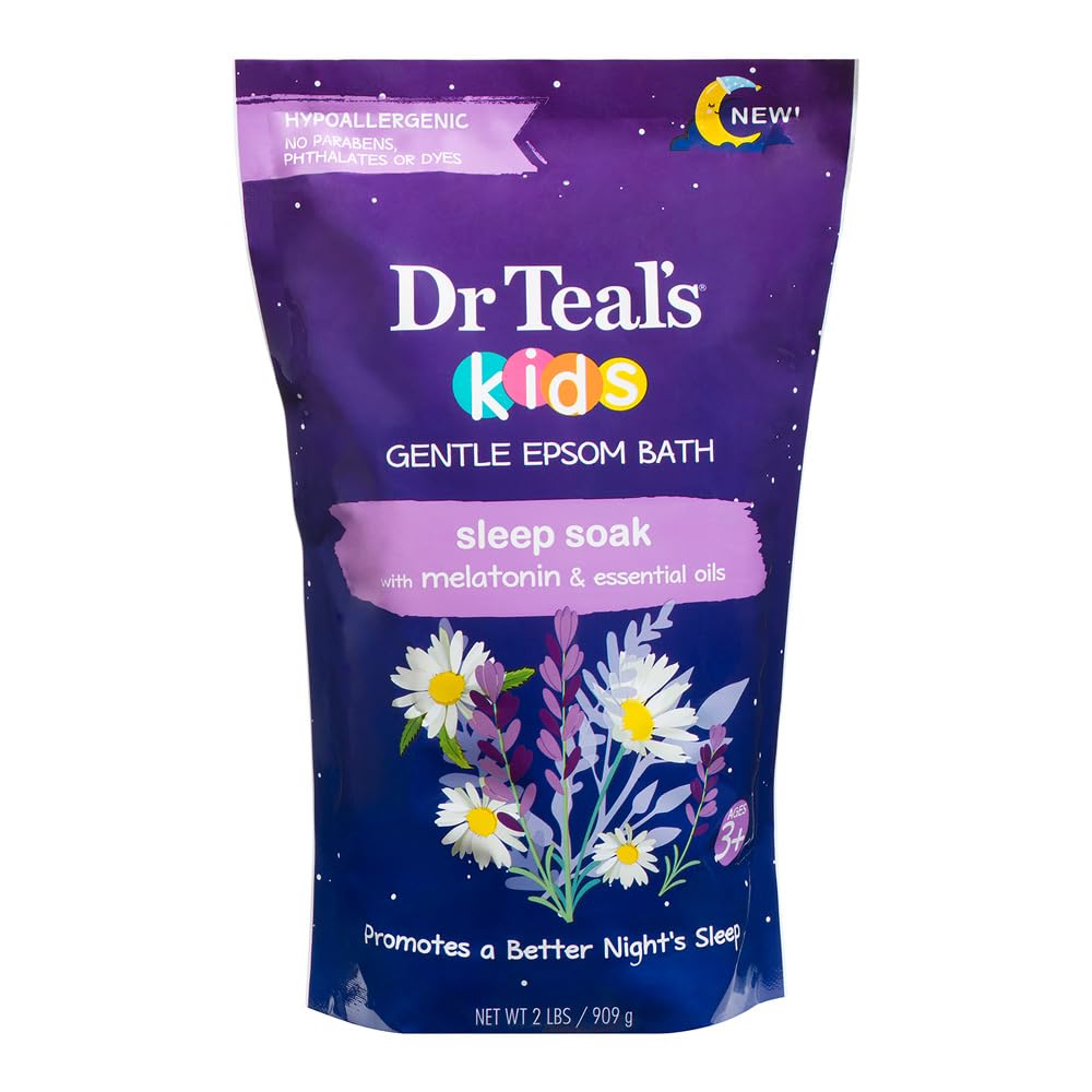 Dr Teal's Kids Sal Epsom, botella vertiendo, promueve relajación durante el baño