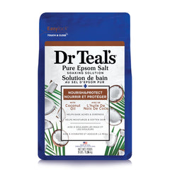 Dr Teal's Nourish & Protect coconut oil bath salt bottle for a relaxing soak.