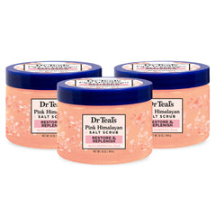 Dr Teal's Pink Himalayan Salt Scrub packaging showing a 3-pack for value