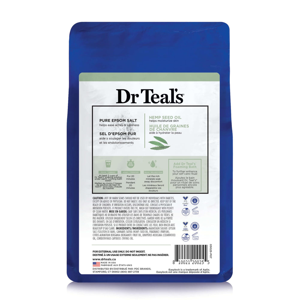 Dr Teal's soak poured into a bath for calming aromatherapy.