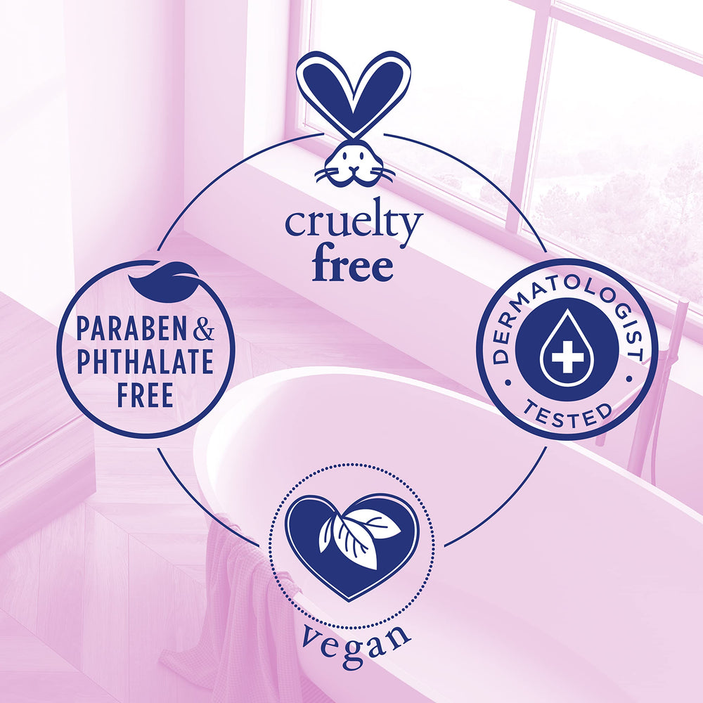 Dr Teal's packaging shows vegan, cruelty-free, paraben-free branding.