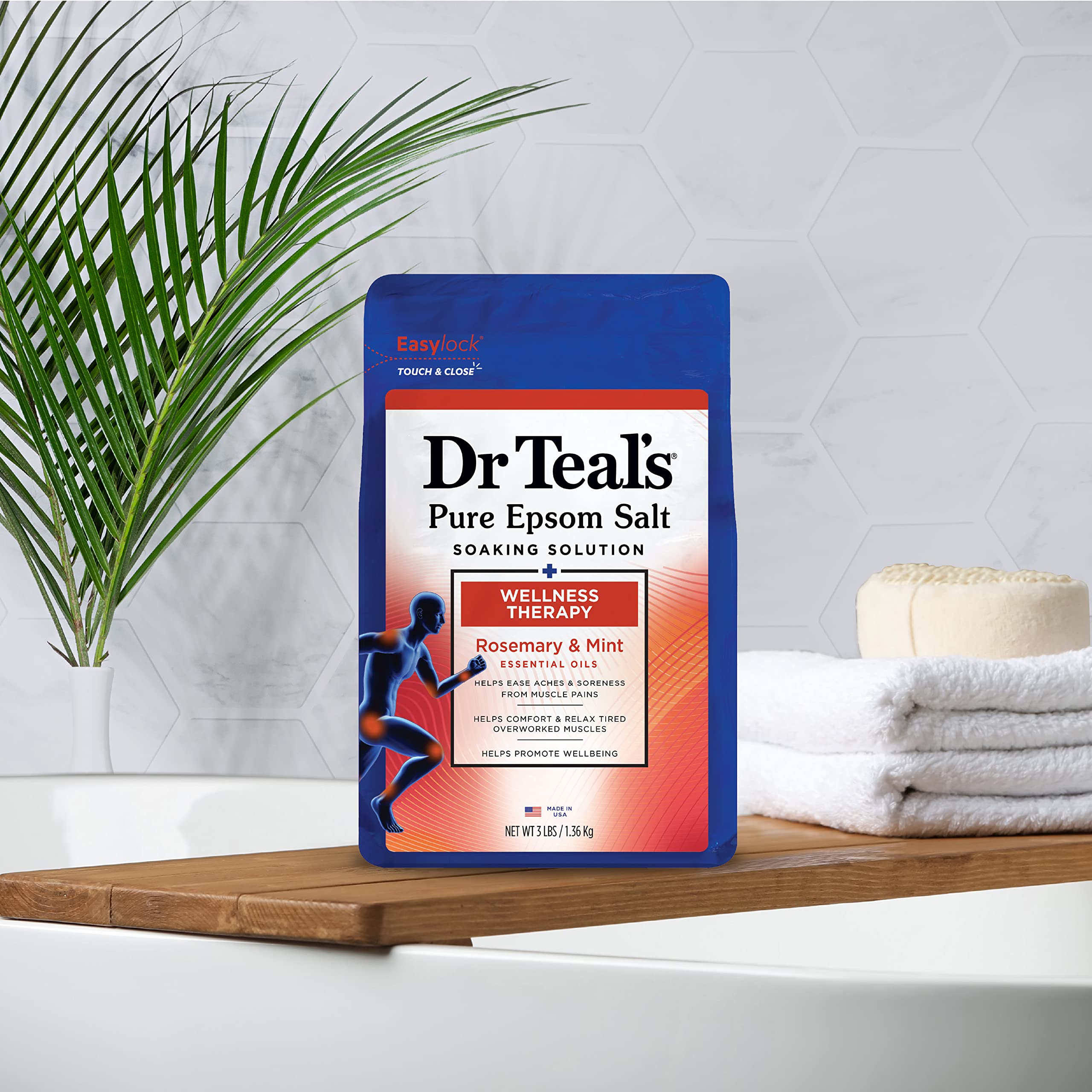 Dr Teal's four-pack of Pure Epsom Salt Soak displayed.