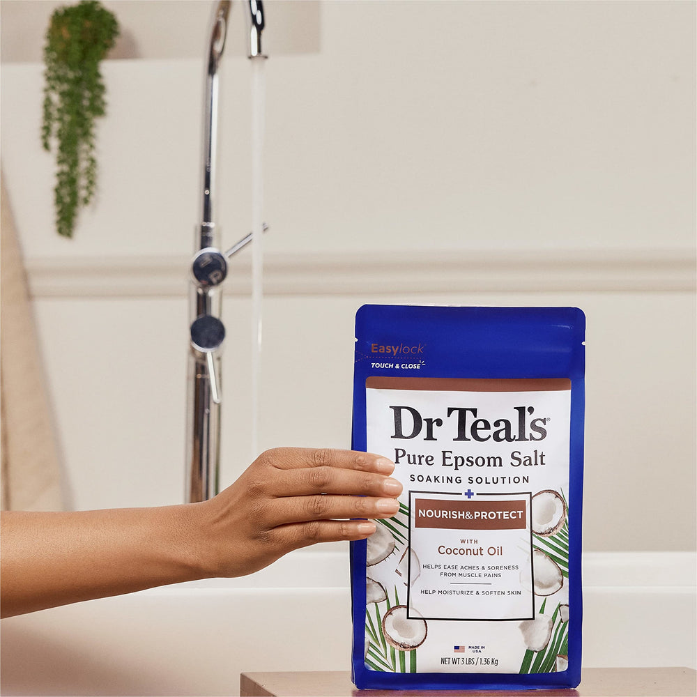 Dr Teal's Sal de Epsom Nutre Coco - libre de crueldad y apto para veganos.