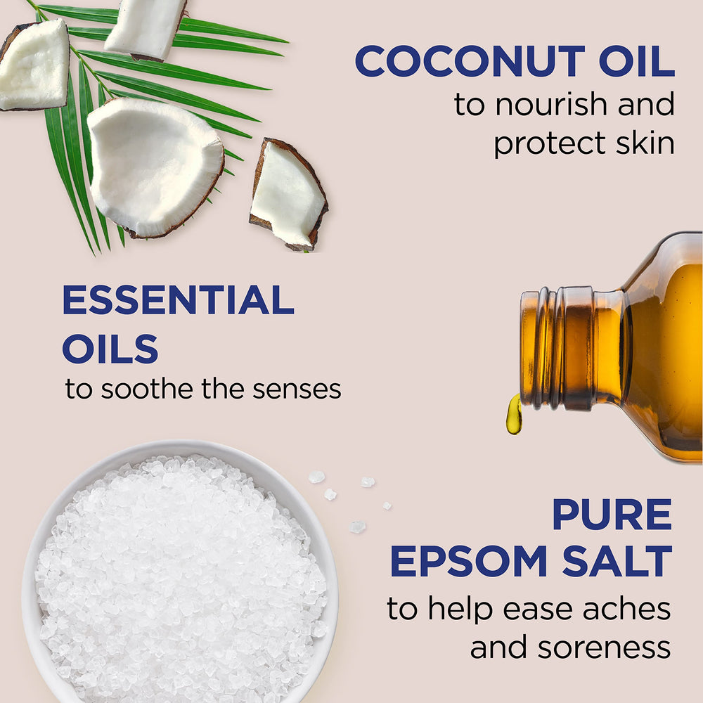 Dr Teal's Sal de Epsom Nutre Coco - textura cremosa para exfoliar suavemente la piel.