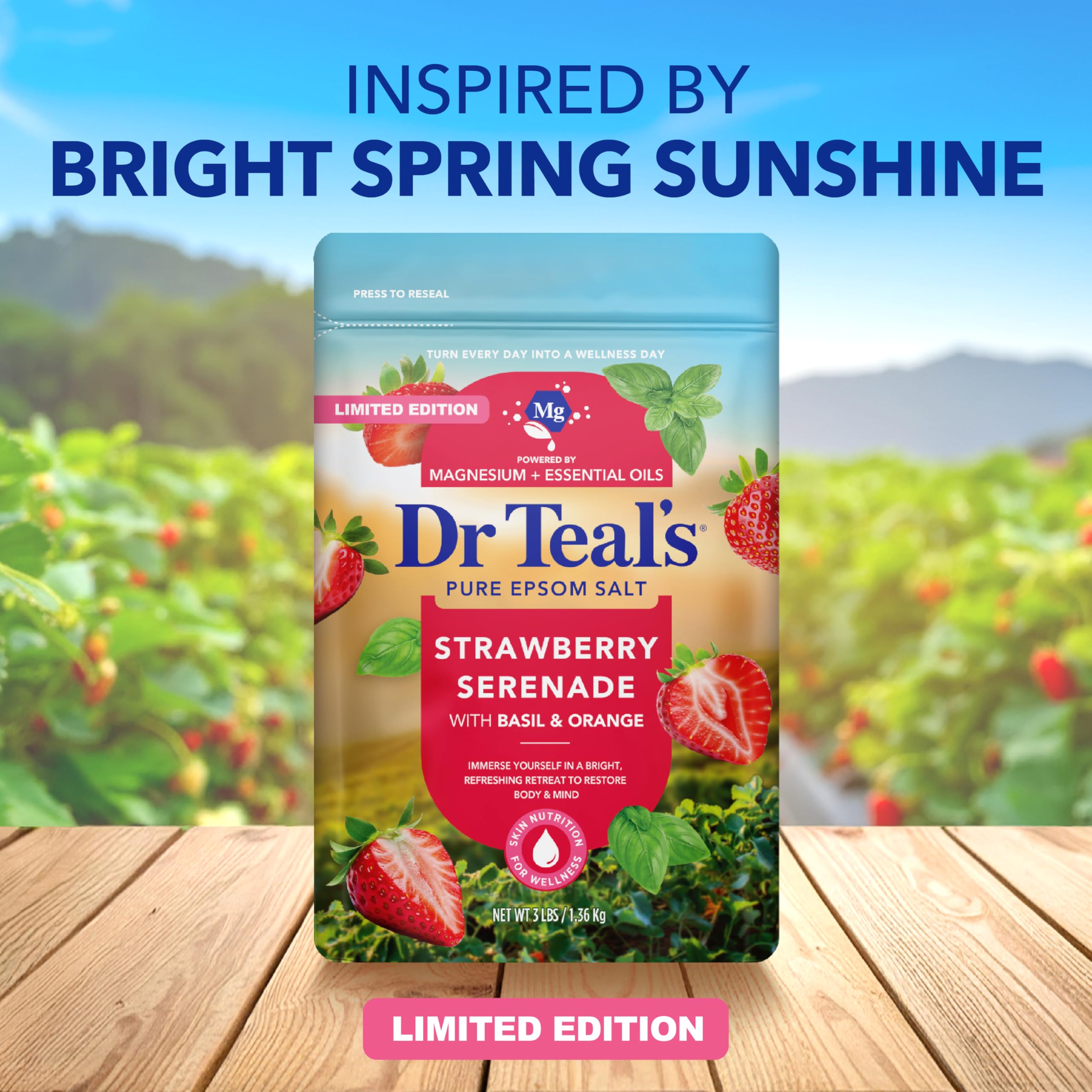Dr Teal's Strawberry Serenade versando en tina para relajación