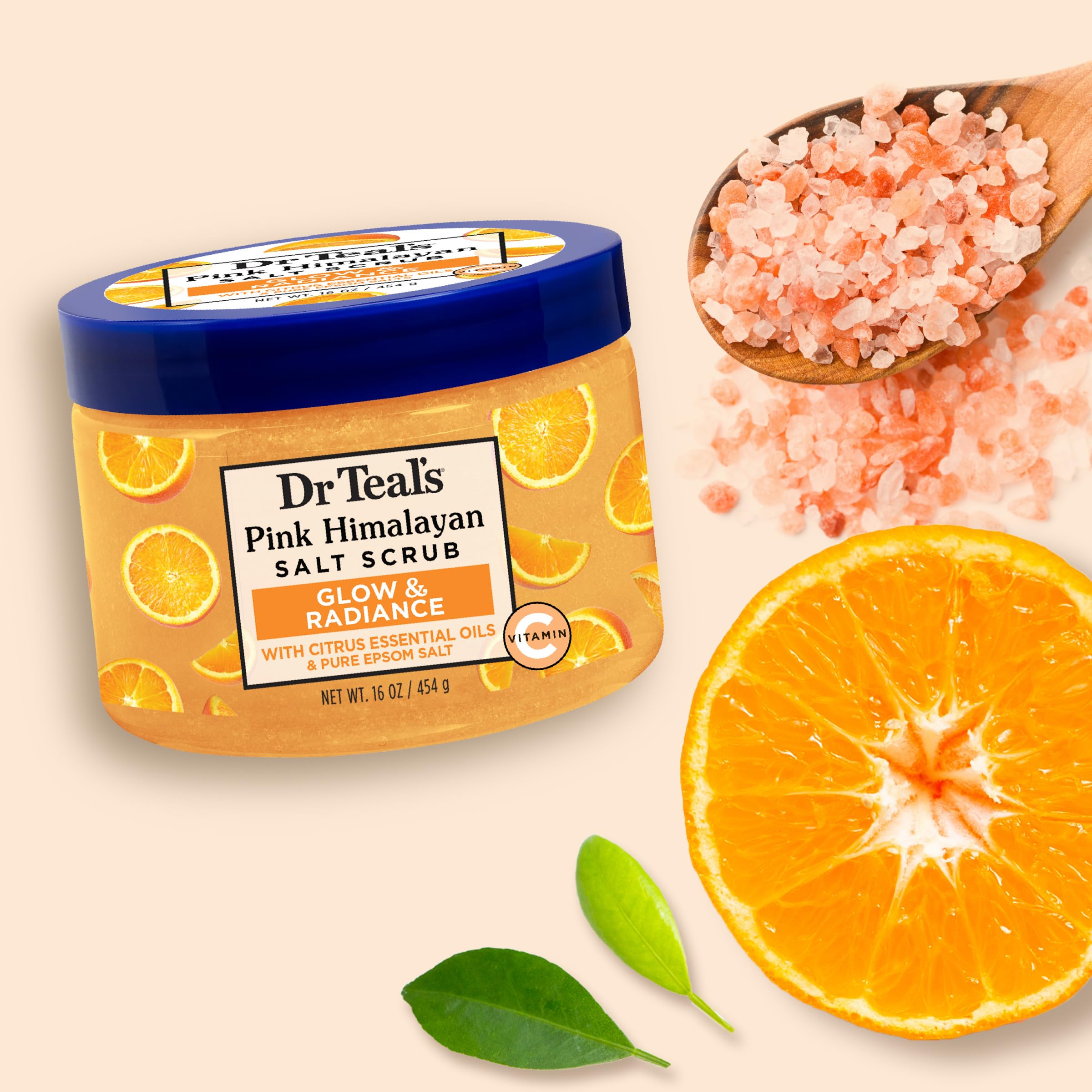 Dr Teal's scrub massaged onto damp skin during exfoliation.