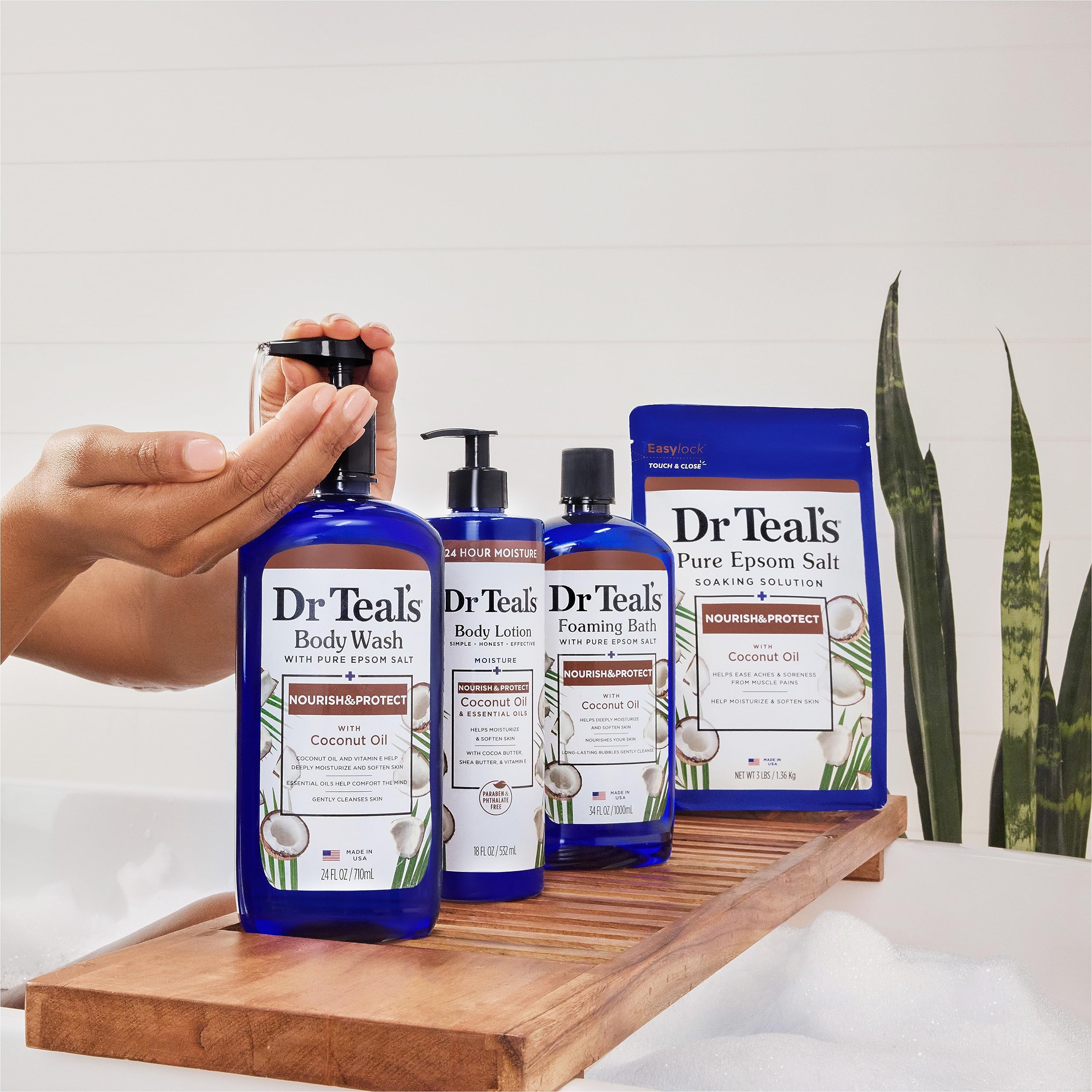 Dr Teal's self-care routine scene with lotion application