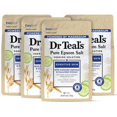Dr Teal's packaging for Sensitive Skin Epsom Salt ready for a calming soak.
