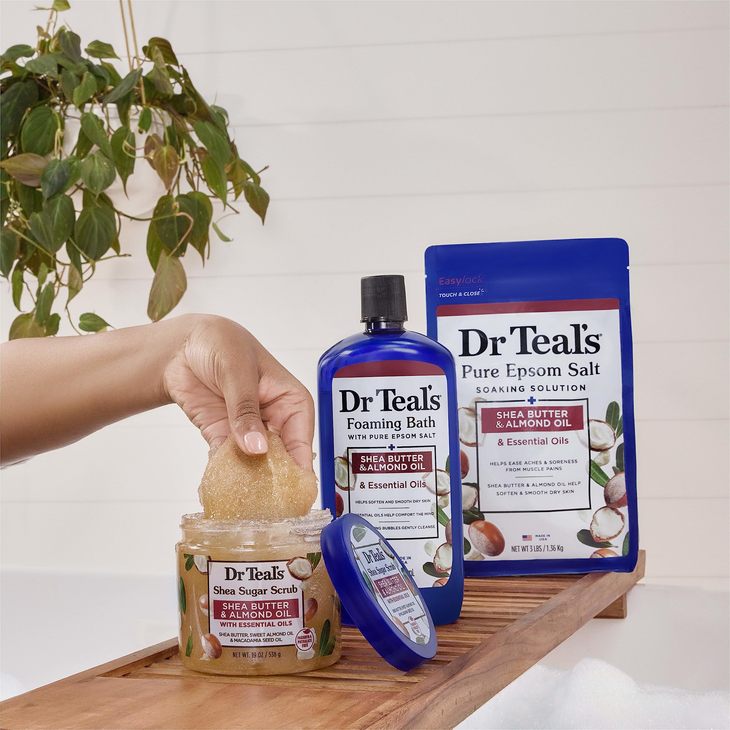 Dr Teal's Shea Sugar Body Scrub on dry skin areas example.