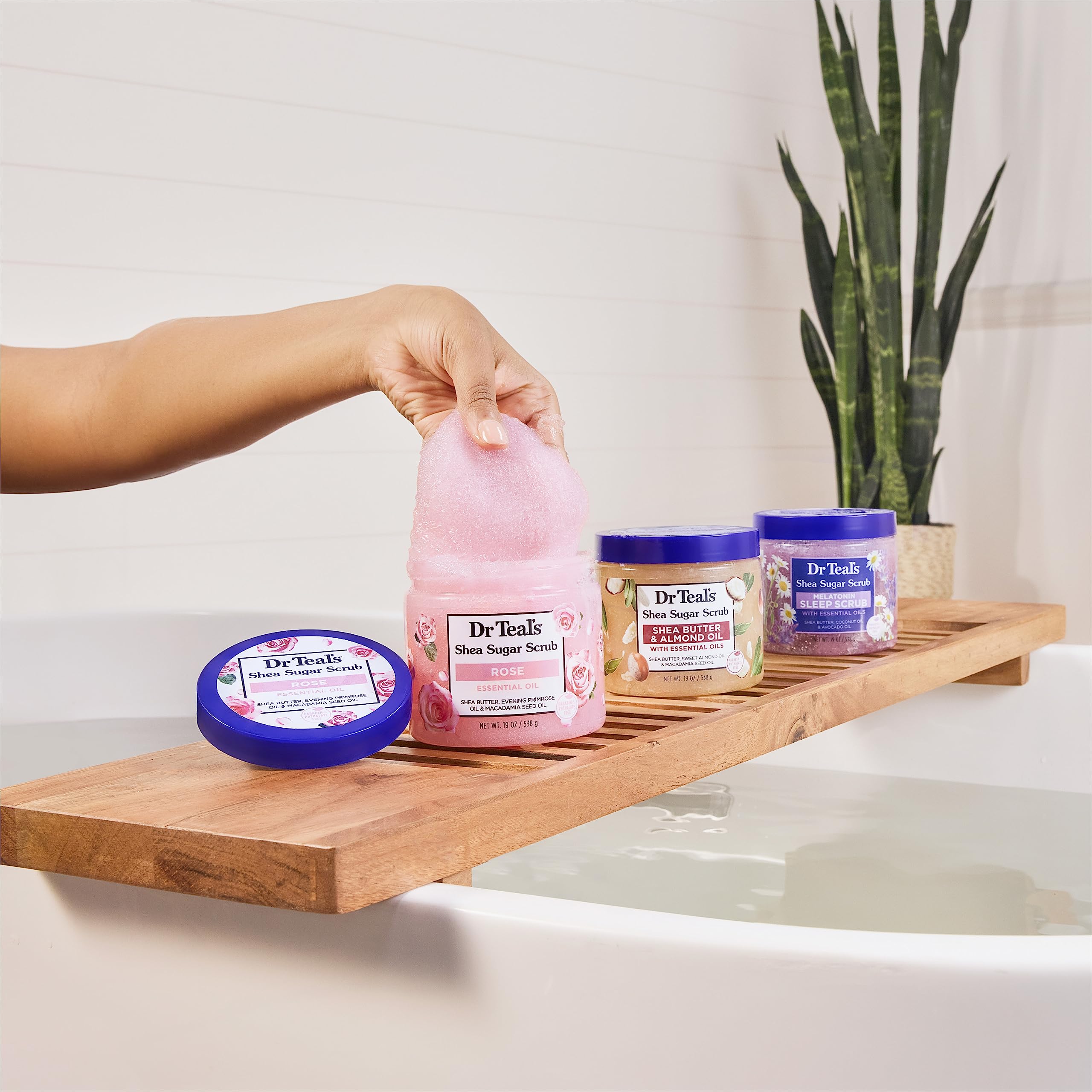 Dr Teal's Rose Shea Sugar Body Scrub ingredients: shea butter and oils