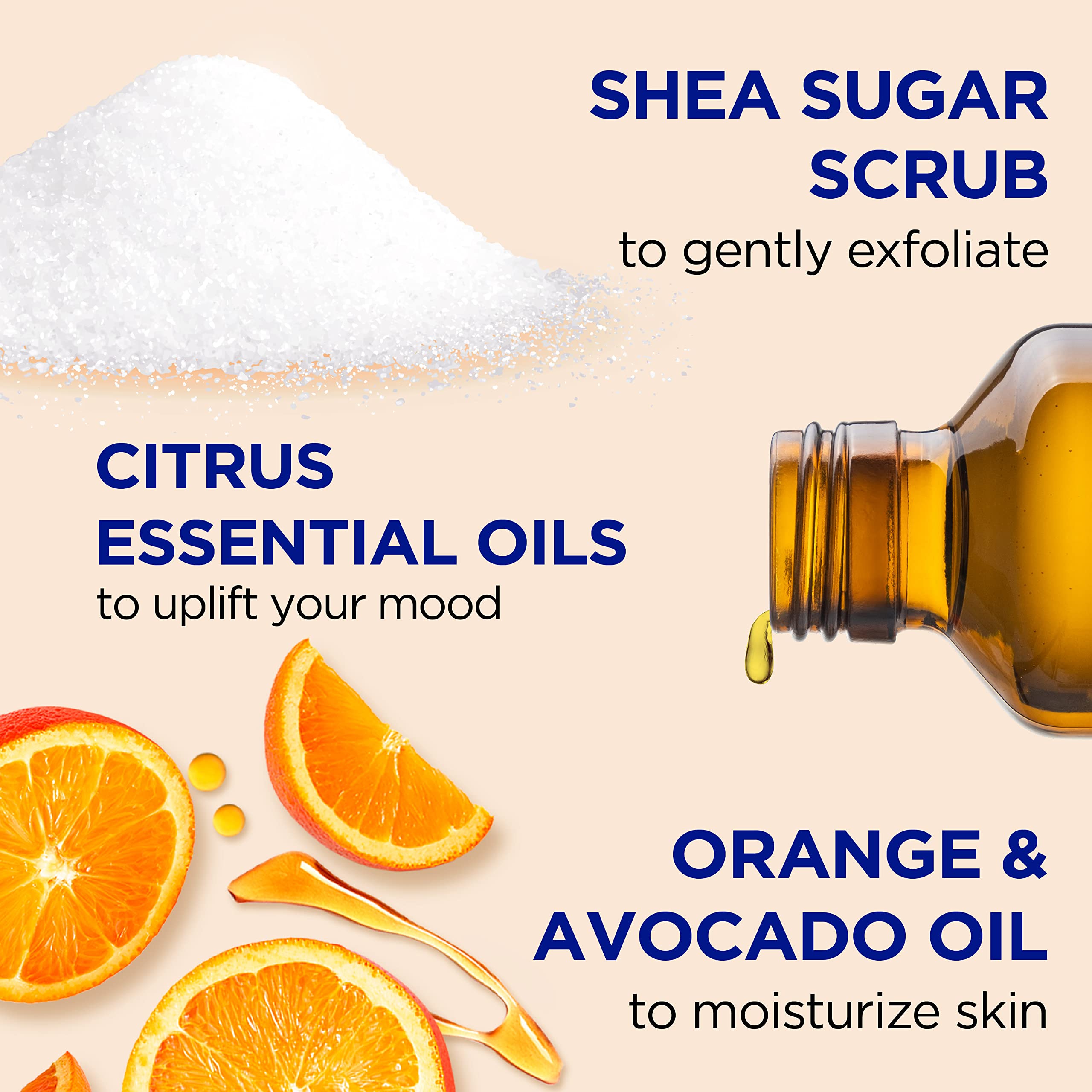 Dr Teal's Shea Sugar Scrub packaging trio highlights value pack for mornings.