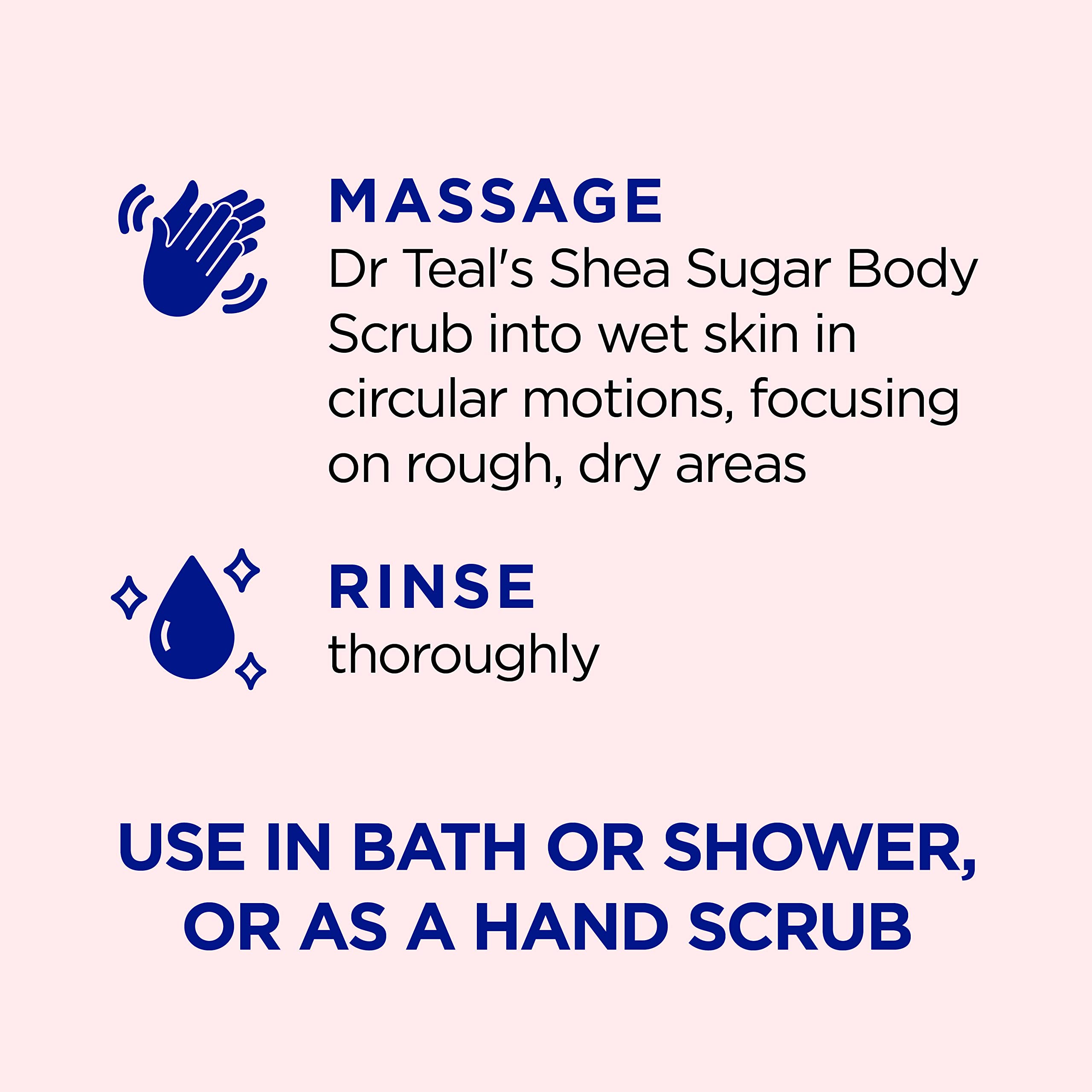 Dr Teal's Rose Shea Sugar Body Scrub texture detail ready for exfoliation